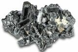 Fluorescent Hyalite Opal on Lustrous Black Tourmaline (Schorl) #322779-3